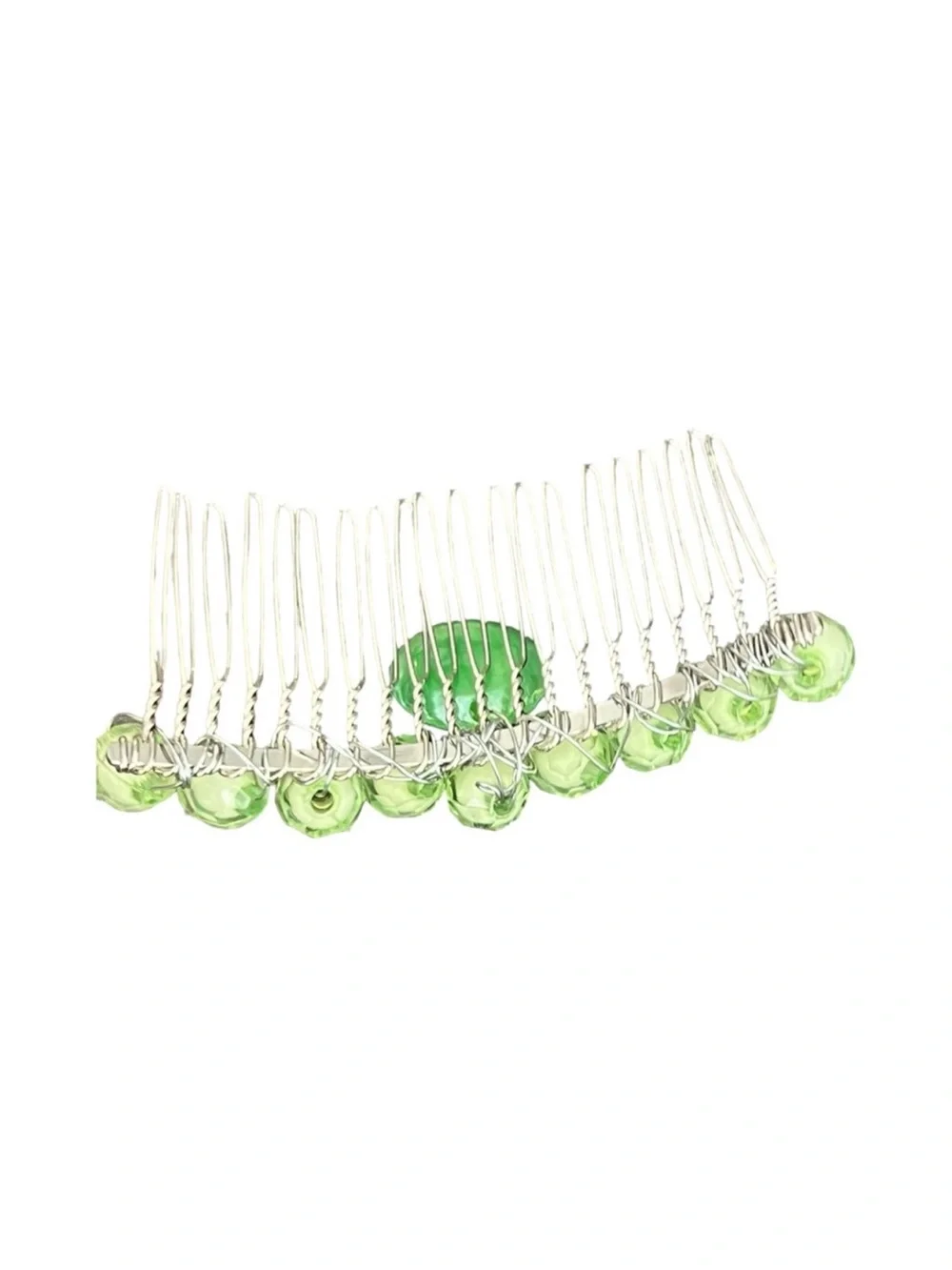 Green Beaded Hair Comb - Decorative Womens Hair Accessory FINAL PRICE DROP